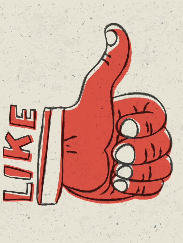 Thumb up symbol. Retro styled vector illustration, EPS10